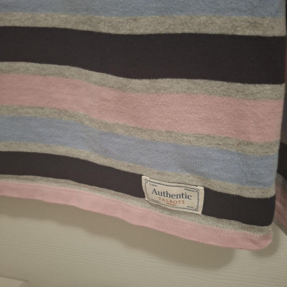 3/$15 TALBOTS‎ Small Gray Blue Pink Striped Cotton Pullover Long Sleeve Tee - Picture 5 of 9